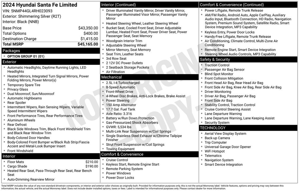 Used Car 2024 Hyundai Santa Fe  Limited For Sale Under $35,000 In Austin, Texas