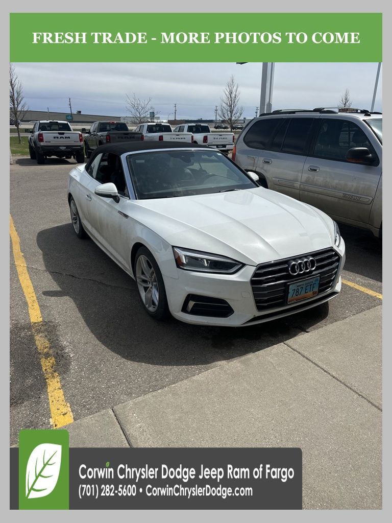 White 2019 Audi A5 quattro Premium 45 TFSI Cabriolet Convertible All-Wheel Drive 7-Speed Automatic