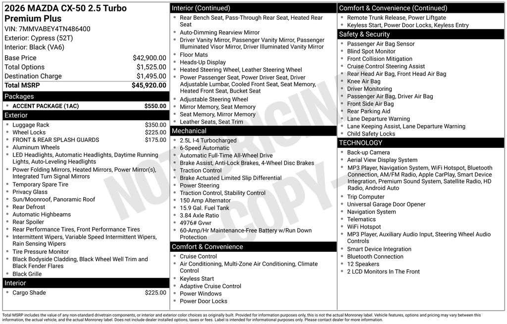 2026 Mazda CX-50 2.5 Turbo Premium Plus