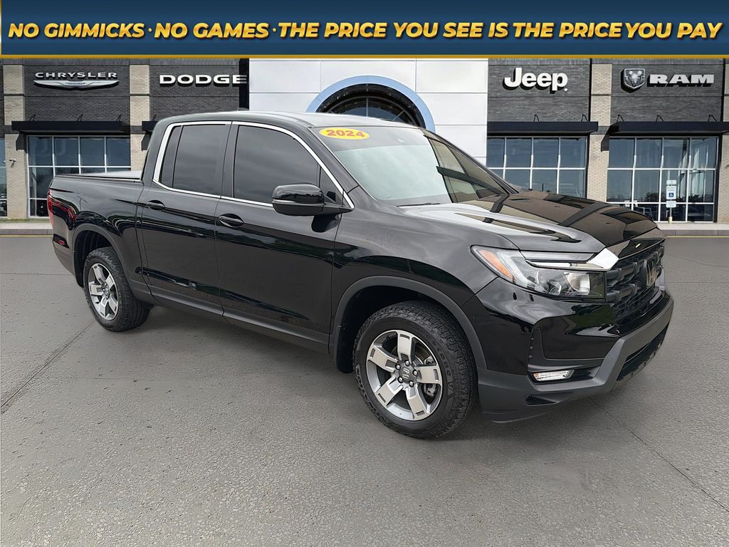 Crystal Black Pearl 2024 Honda Ridgeline Pickup Truck All-Wheel Drive 9-Speed Automatic