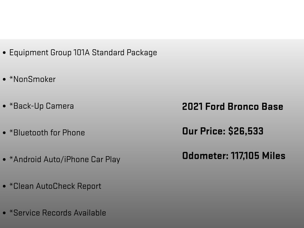 2021 Ford Bronco Base Black at Phil Fitts Ford