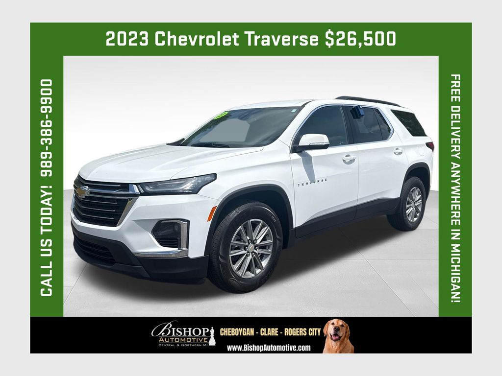 Summit White 2023 Chevrolet Traverse SUV / Crossover Four-Wheel Drive 9-Speed Automatic