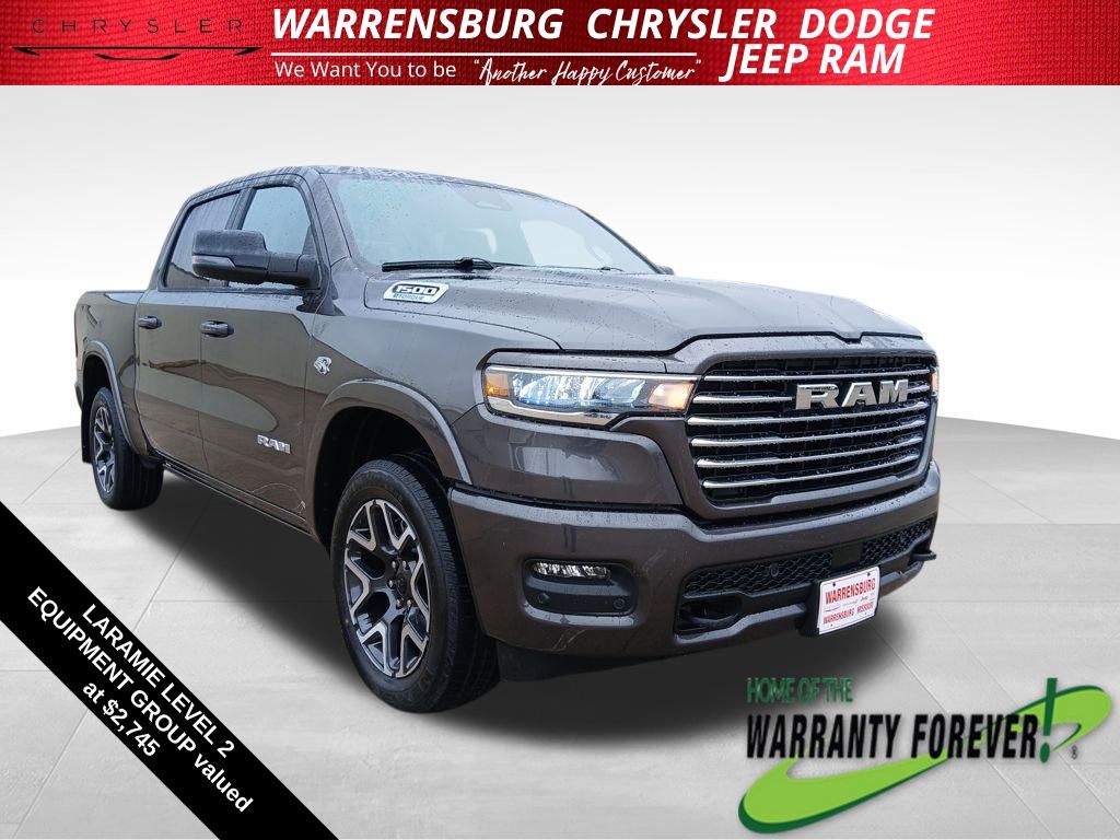 Gray (Granite Crystal Metallic Clearcoat) 2026 RAM 1500 Laramie Crew Cab 4WD Pickup Truck Four-Wheel Drive 8-Speed Automatic