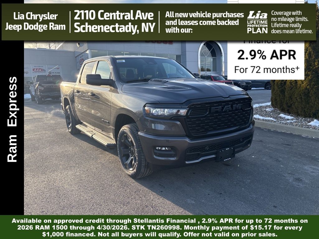 Gray (Granite Crystal Metallic Clearcoat) 2026 RAM 1500 Express Crew Cab 4WD Pickup Truck Four-Wheel Drive 8-Speed Automatic