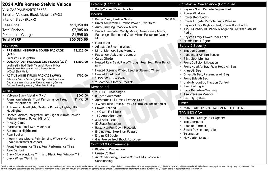 2024 Vulcano Black Metallic Alfa Romeo Stelvio Veloce AWD SUV