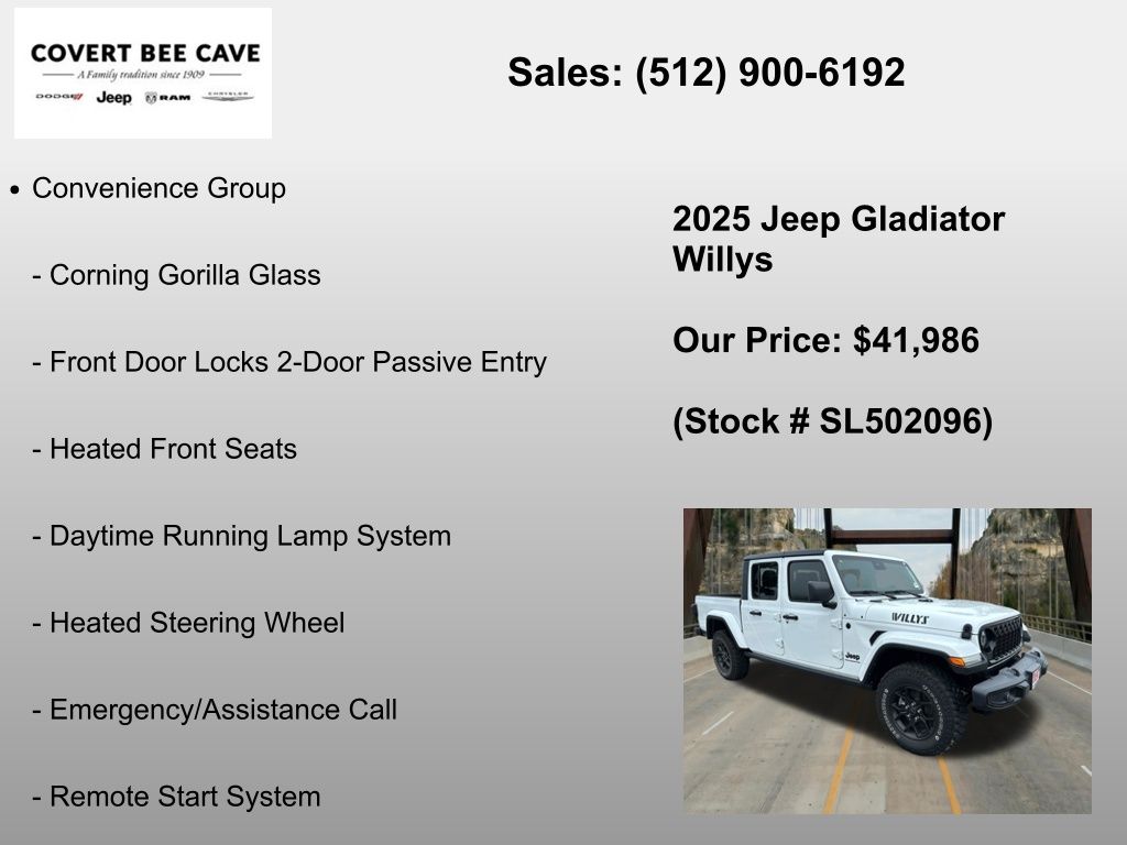 New Car 2025 Jeep Gladiator  Willys For Sale Under $50,000 In Austin, Texas
