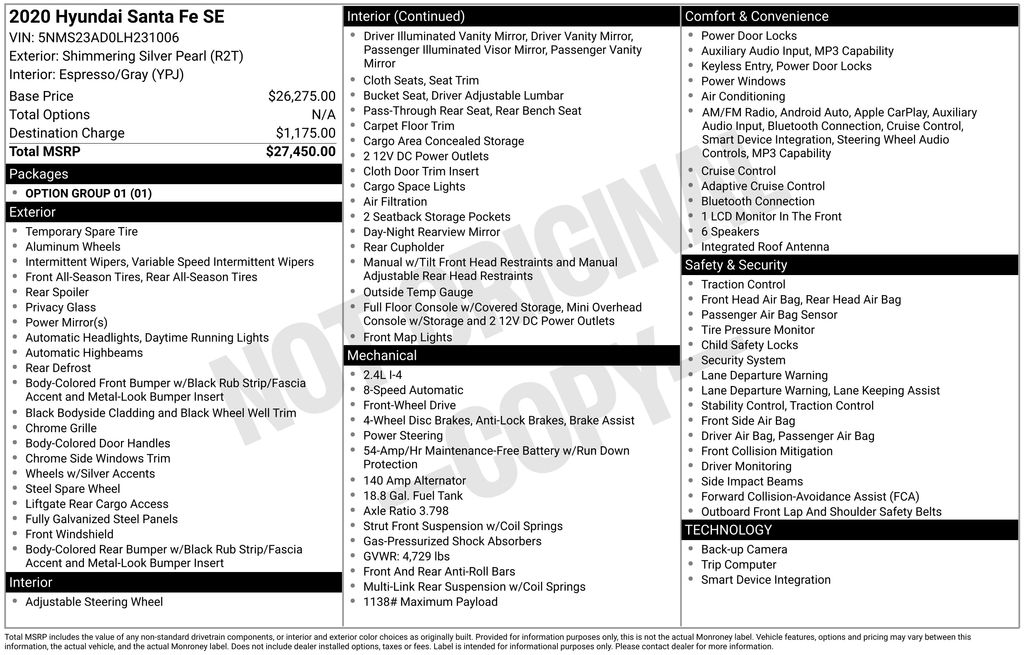 2020 Hyundai Santa Fe SE's photo