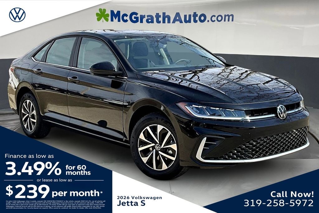 Deep Black Pearl 2026 Volkswagen Jetta S FWD Sedan Front-Wheel Drive 8-Speed Automatic