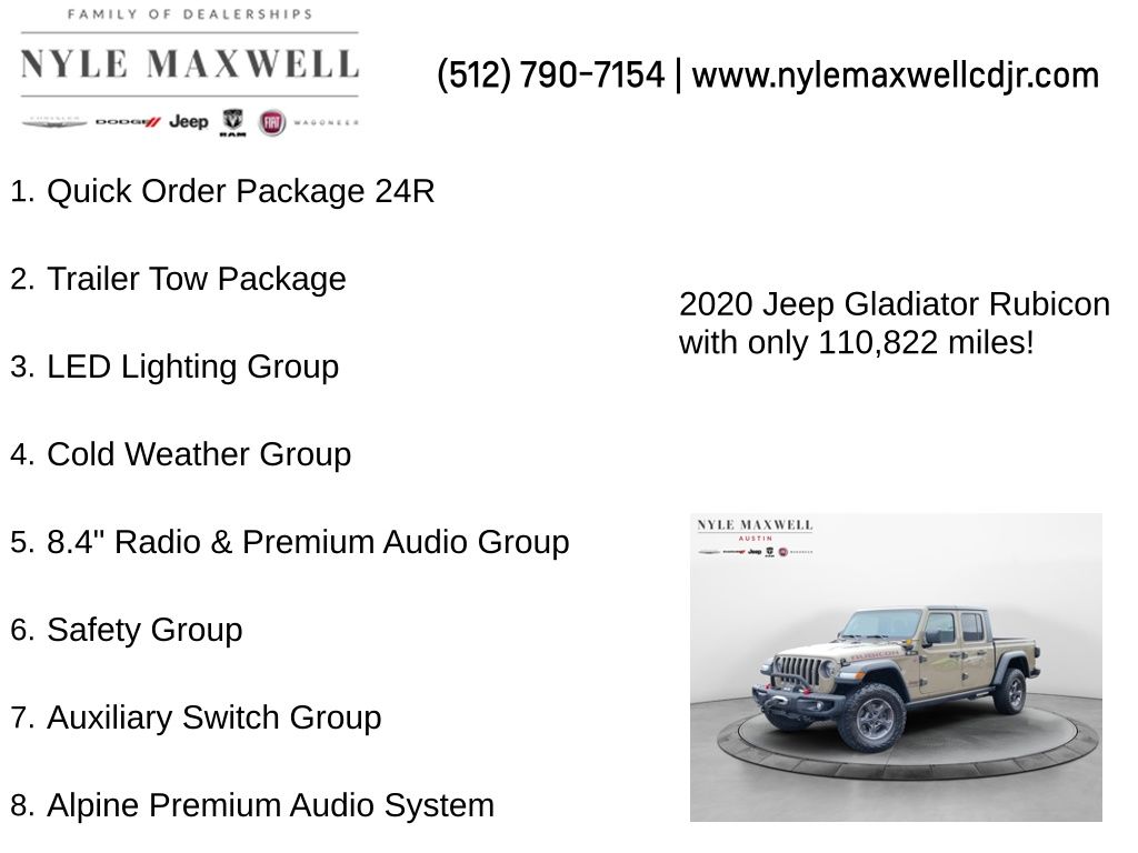 Used Car 2020 Jeep Gladiator  Rubicon For Sale Under $30,000 In Austin, Texas