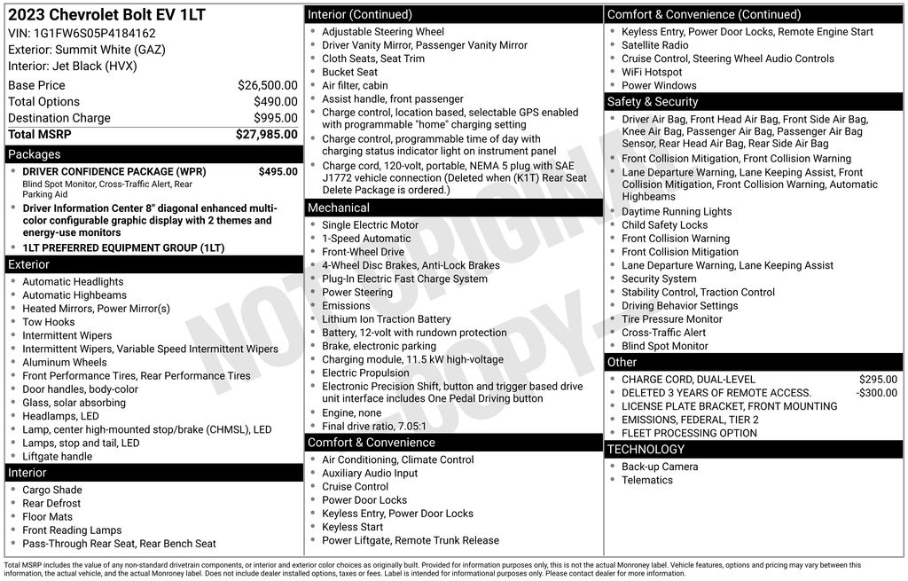 Used 2023 Chevrolet Bolt EV 1LT 4D Wagon