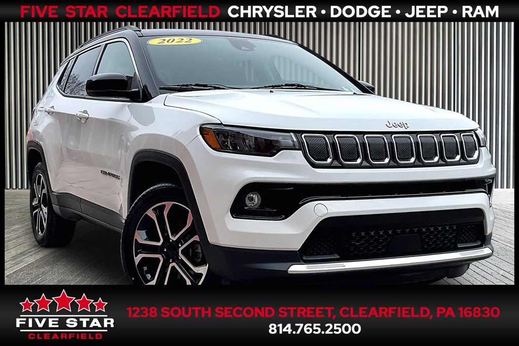 Bright White Clearcoat 2022 Jeep Compass Limited 4WD SUV / Crossover Four-Wheel Drive 9-Speed Automatic