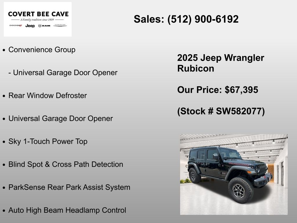 New Car 2025 Jeep Wrangler  Rubicon For Sale Under $70,000 In Austin, Texas