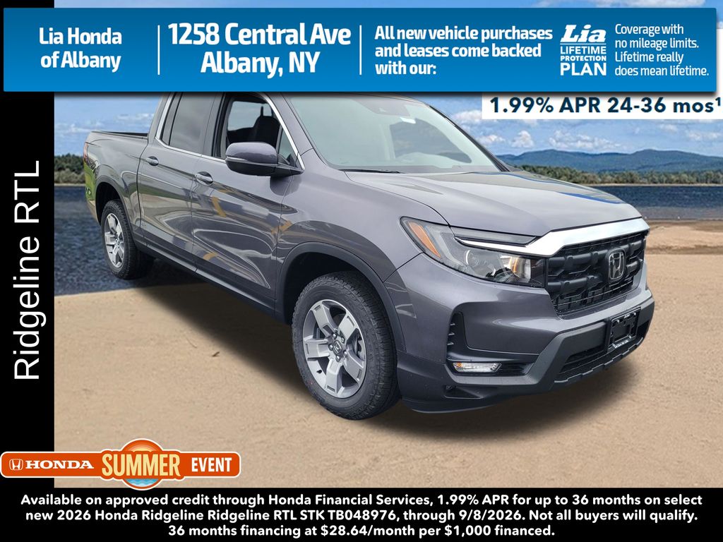 Gray (Modern Steel Metallic) 2026 Honda Ridgeline Pickup Truck All-Wheel Drive 9-Speed Automatic