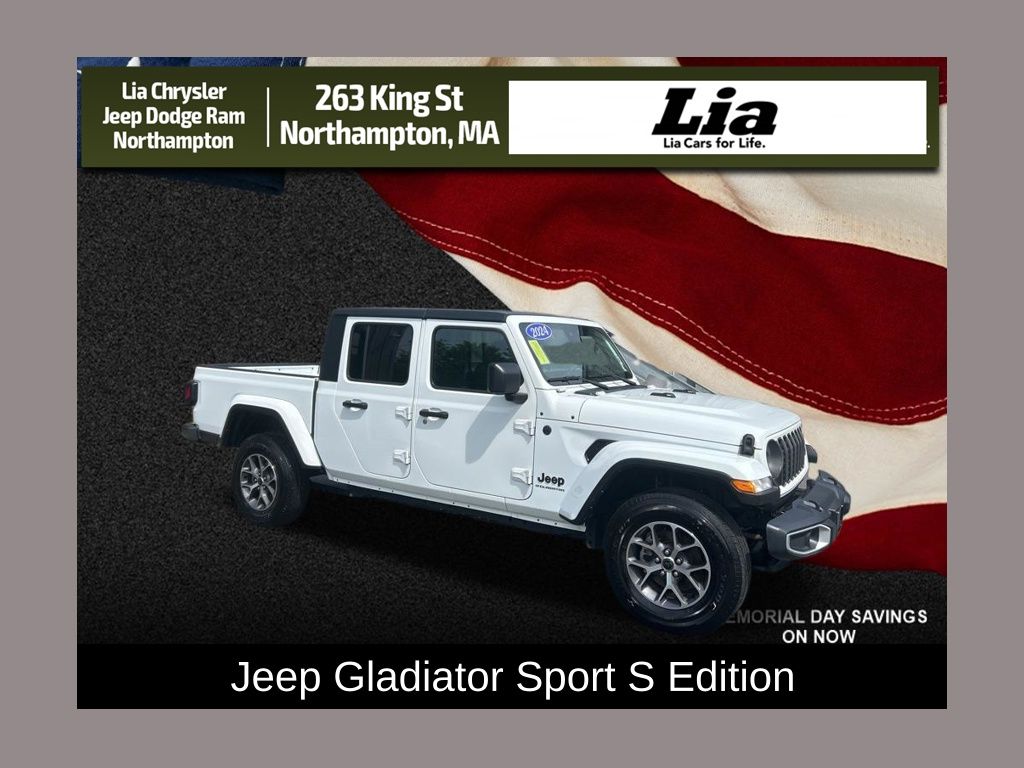 Bright White Clearcoat 2024 Jeep Gladiator Sport Crew Cab 4WD Pickup Truck Four-Wheel Drive 8-Speed Automatic