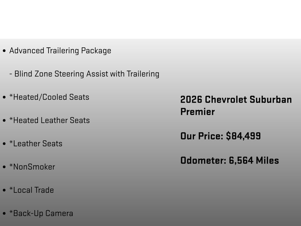 2026 Chevrolet Suburban Premier Black at Klick Lewis Buick Chevrolet