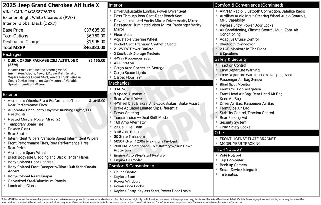 New Car 2025 Jeep Grand Cherokee  For Sale Under $35,000 In Austin, Texas