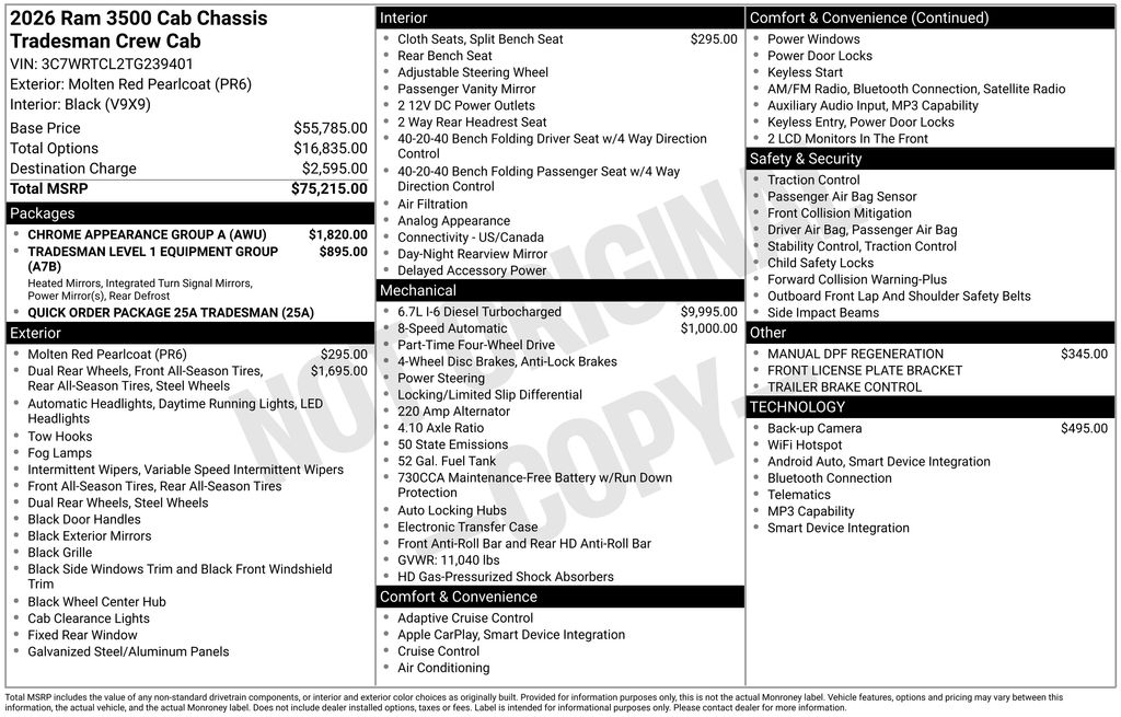 new 2026 Ram 3500 car, priced at $62,562