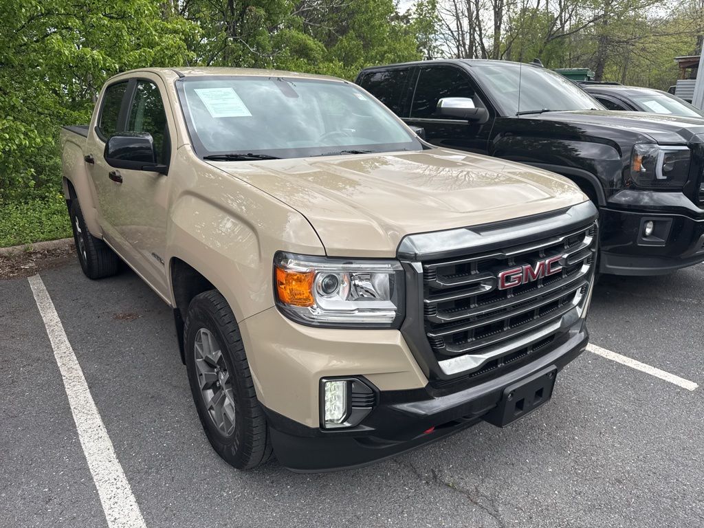 Desert Sand Metallic 2021 GMC Canyon AT4 Crew Cab 4WD with Cloth Pickup Truck Four-Wheel Drive 8-Speed Automatic