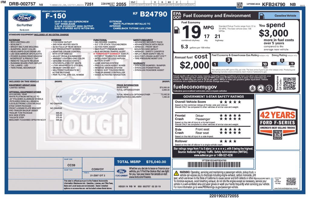Used 2019 White Ford Limited image 5