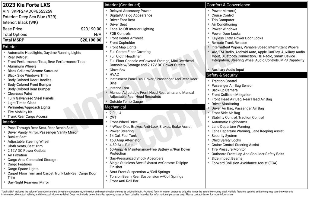 2023 Kia Forte LXS Blue at Superior Honda