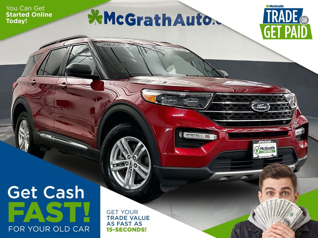 Red Metallic 2022 Ford Explorer SUV / Crossover All-Wheel Drive Automatic