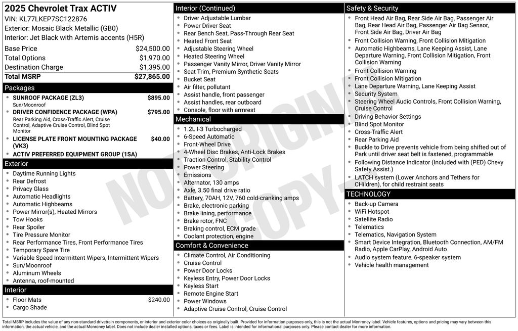 2025 Chevrolet Trax ACTIV Black at Bob Ruth Ford