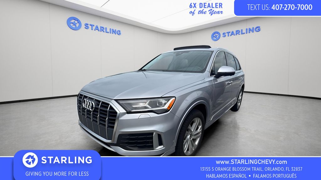 Silver Metallic 2021 Audi Q7 SUV / Crossover All-Wheel Drive 8-Speed Automatic