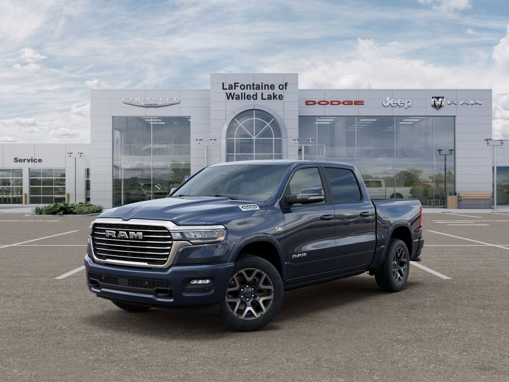 Forged Blue Metallic 2026 RAM 1500 Laramie Crew Cab 4WD Pickup Truck Four-Wheel Drive 8-Speed Automatic