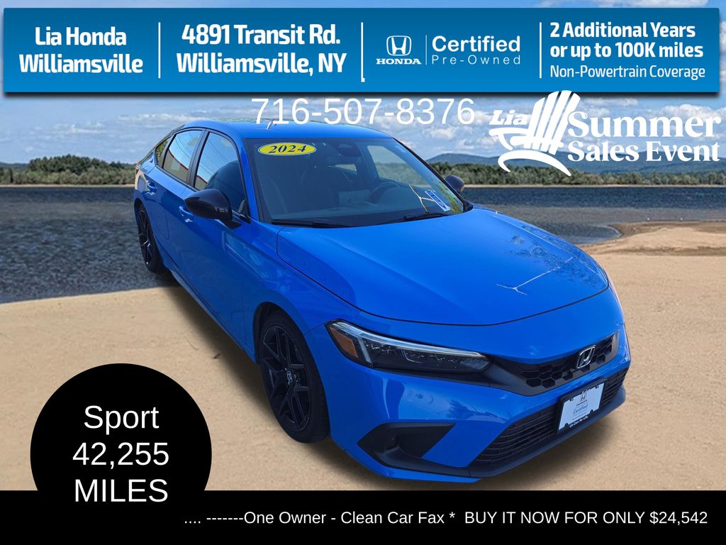 Boost Blue Pearl 2024 Honda Civic Hatchback Hatchback Front-Wheel Drive Continuously Variable Transmission