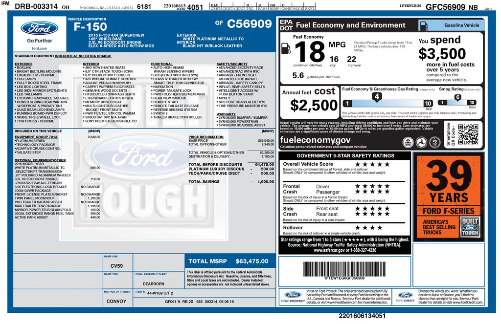 2016 Ford F-150 Platinum photo