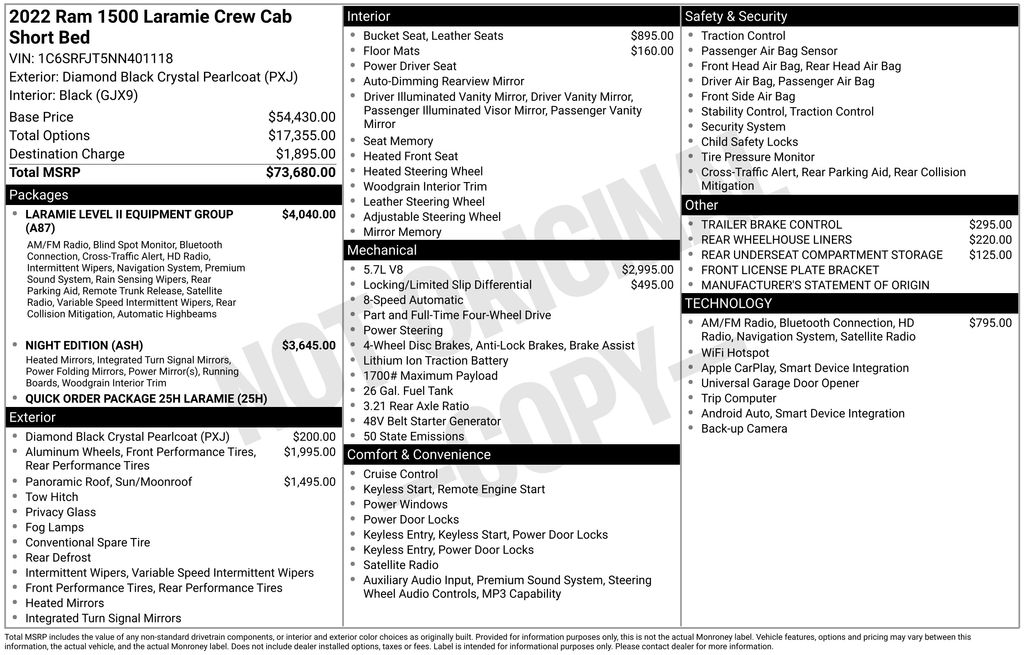 2022 Ram 1500 Laramie Crew Cab 4x4 5'7" Box