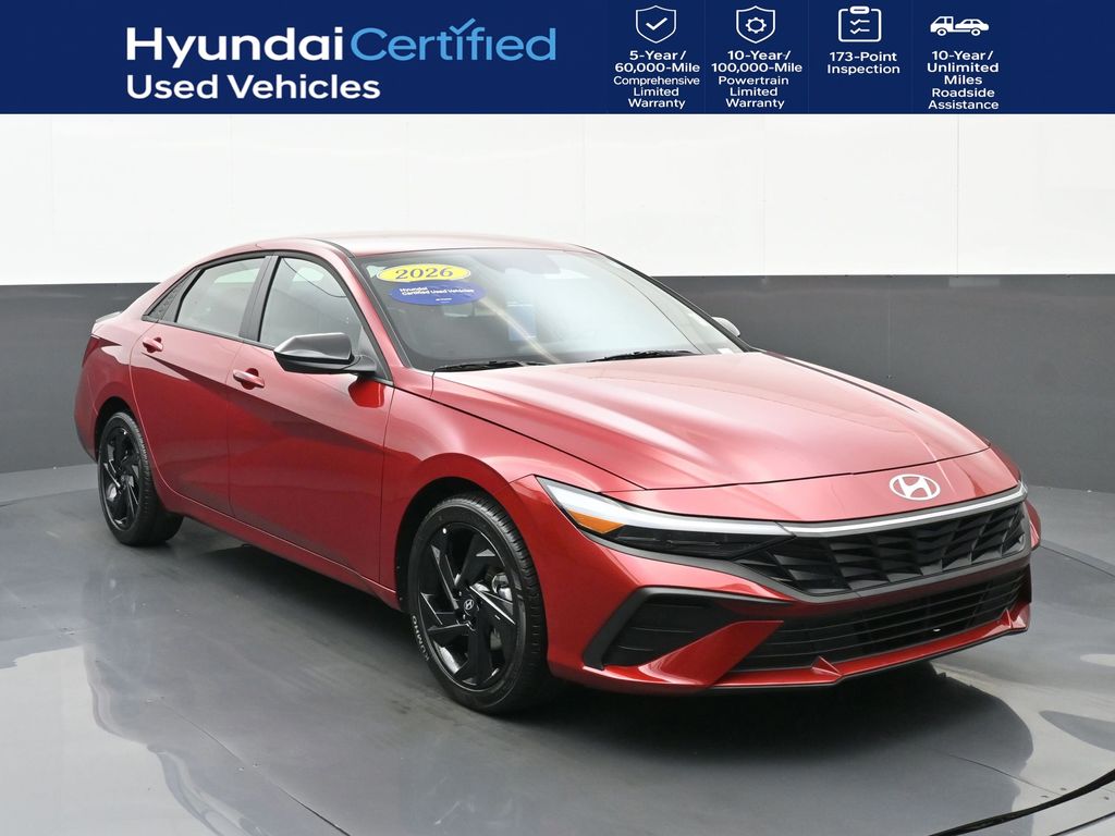 Red 2026 Hyundai Elantra Sedan Front-Wheel Drive Continuously Variable Transmission