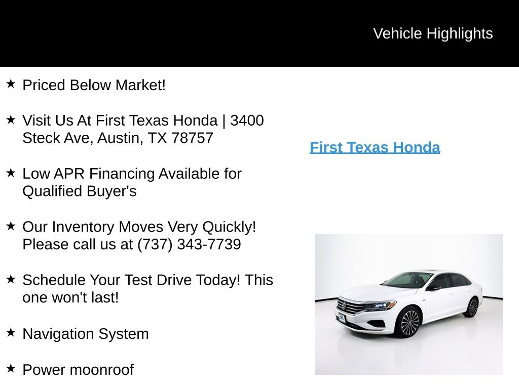 Used Car 2022 Volkswagen Passat  2.0t Limited Edition For Sale Under $20,000 In Austin, Texas