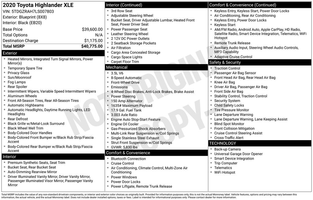 2020 Toyota Highlander XLE FWD