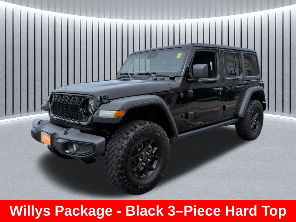 Black Clearcoat 2025 Jeep Wrangler Willys 4-Door 4WD SUV / Crossover Four-Wheel Drive 8-Speed Automatic