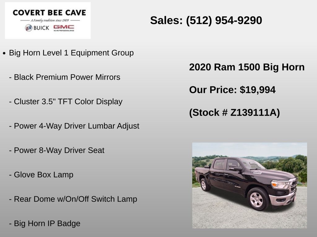 Used Car 2020 Ram 1500  Big Horn/lone Star For Sale Under $20,000 In Austin, Texas