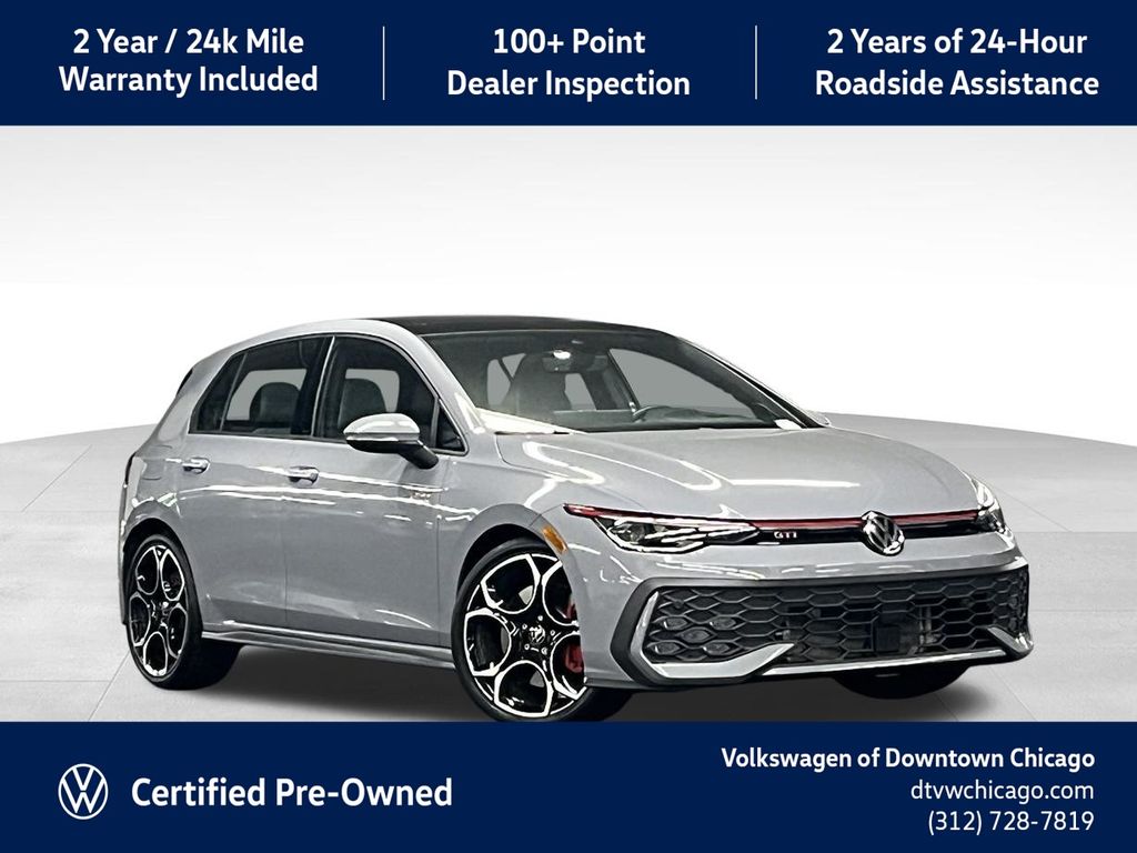 Moonstone Gray 2025 Volkswagen Golf GTI Hatchback Front-Wheel Drive 7-Speed Dual Clutch