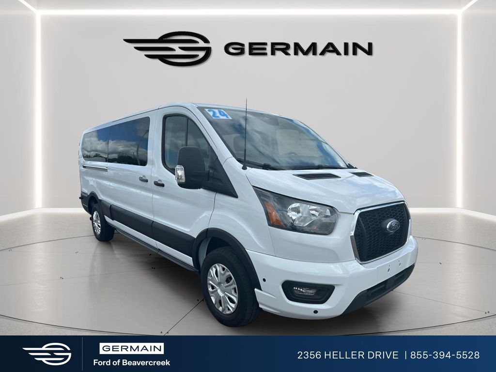 Oxford White 2024 Ford Transit Passenger 350 XLT Low Roof LB RWD Van Rear-Wheel Drive
