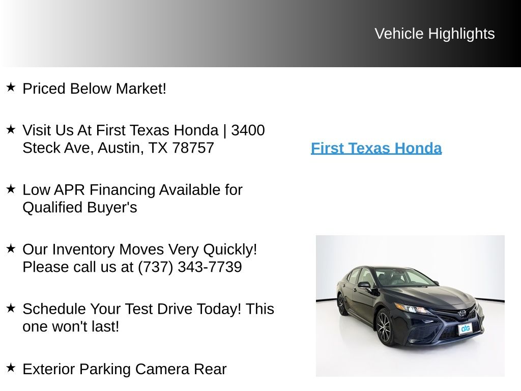 Used Car 2023 Toyota Camry  Se For Sale Under $25,000 In Austin, Texas