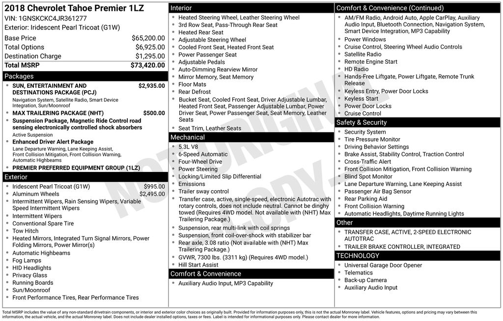 Used Car 2018 Chevrolet Tahoe  Premier For Sale Under $30,000 In Austin, Texas