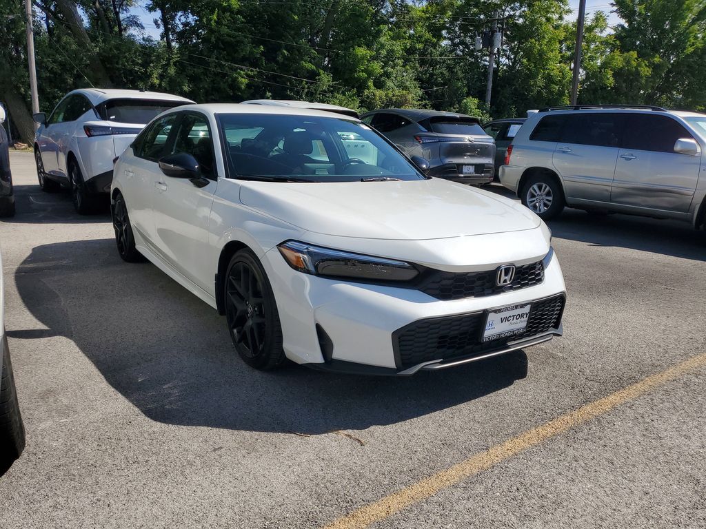 White 2025 Honda Civic Sport FWD Sedan Front-Wheel Drive Continuously Variable Transmission