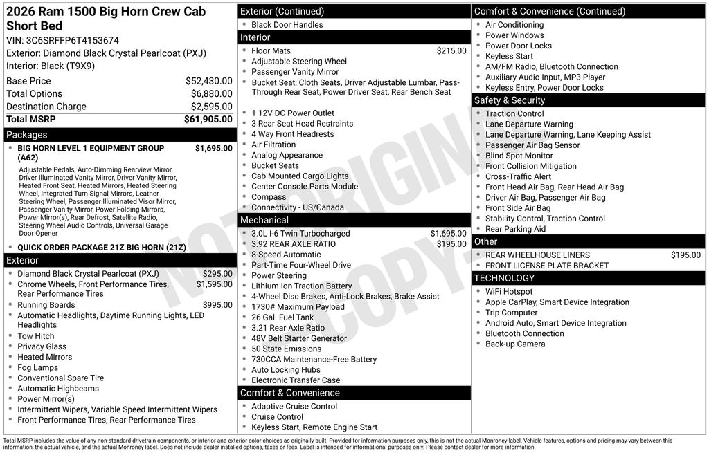 new 2026 Ram 1500 car, priced at $50,224