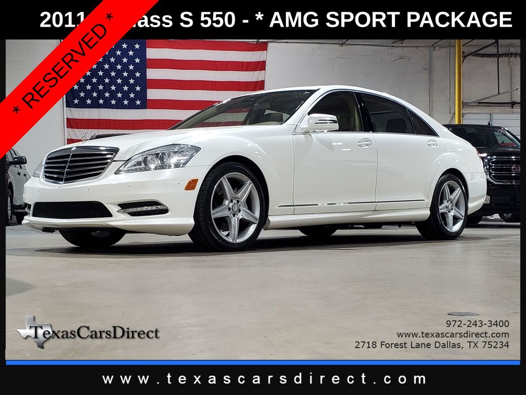 Diamond White Metallic 2011 Mercedes-Benz S-Class S 550 Sedan Rear-Wheel Drive 7-Speed Automatic