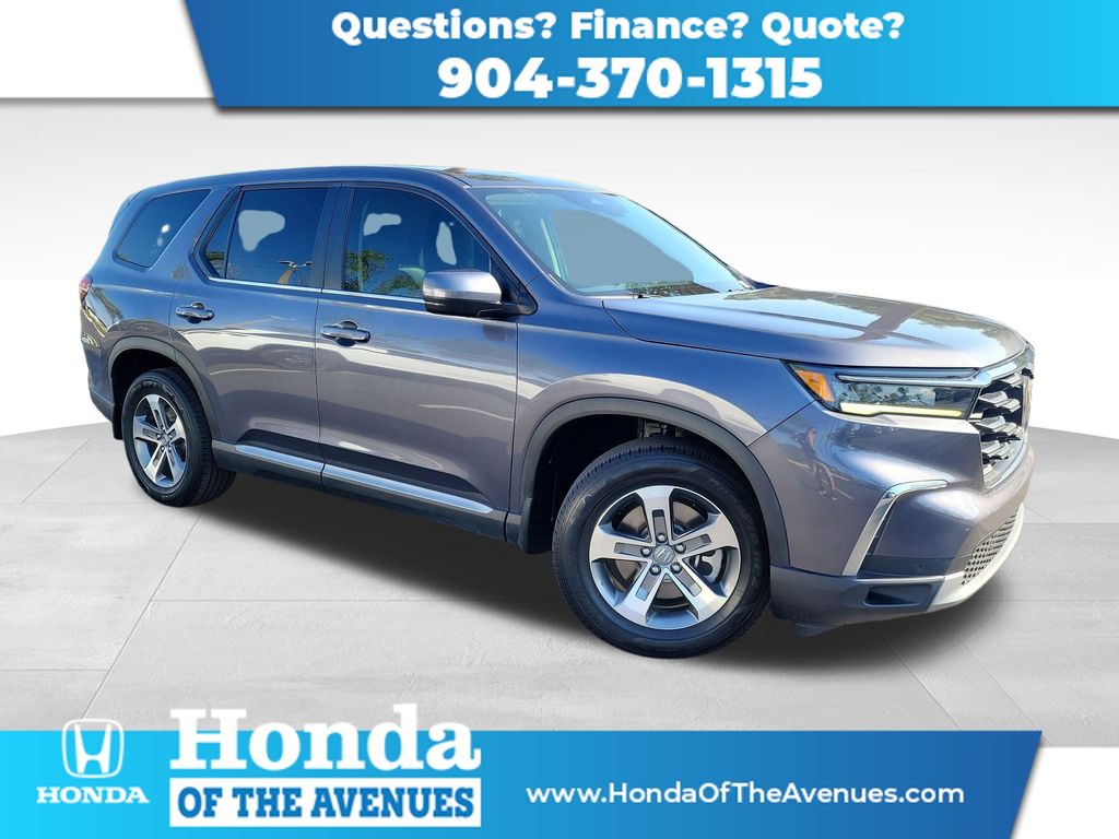Gray (Modern Steel Metallic) 2023 Honda Pilot EX-L FWD with Captains Chairs SUV / Crossover Front-Wheel Drive Automatic