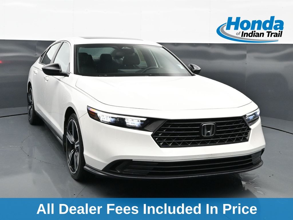 White 2023 Honda Accord Hybrid Sedan Front-Wheel Drive Continuously Variable Transmission
