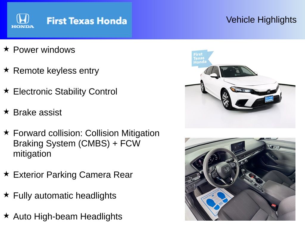 Used Car 2022 Honda Civic  Lx For Sale Under $25,000 In Austin, Texas