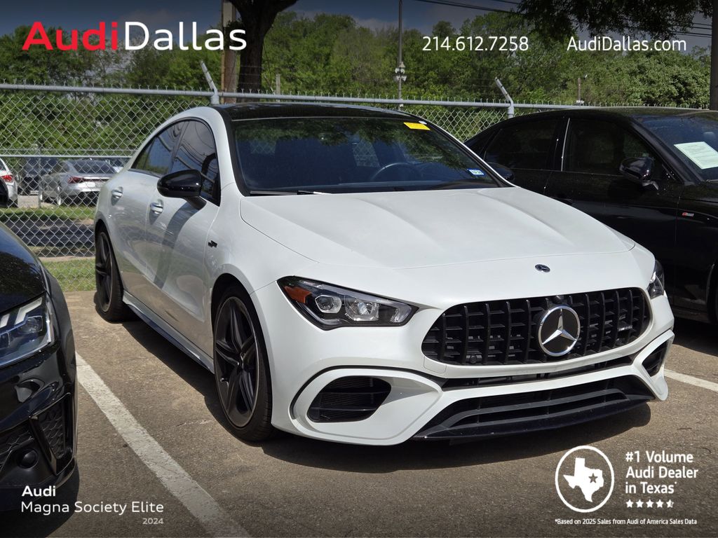 Digital White Metallic 2021 Mercedes-Benz CLA AMG CLA 45 4MATIC Coupe All-Wheel Drive 8-Speed Automatic