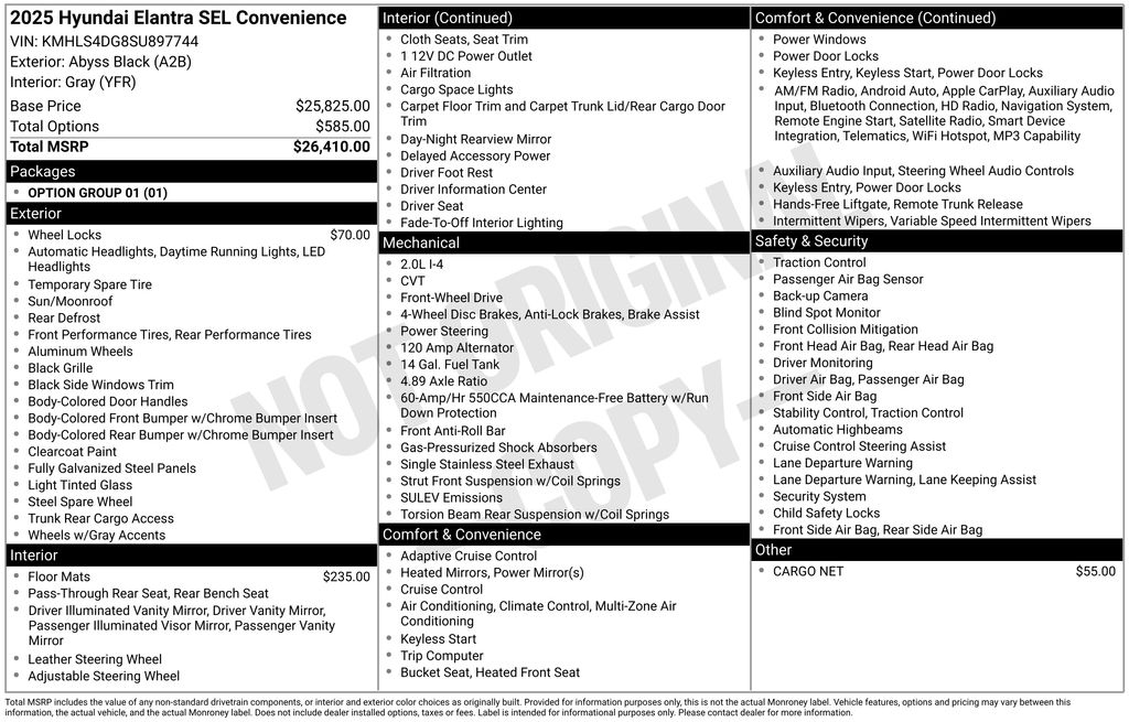 Elantra SEL Convenience