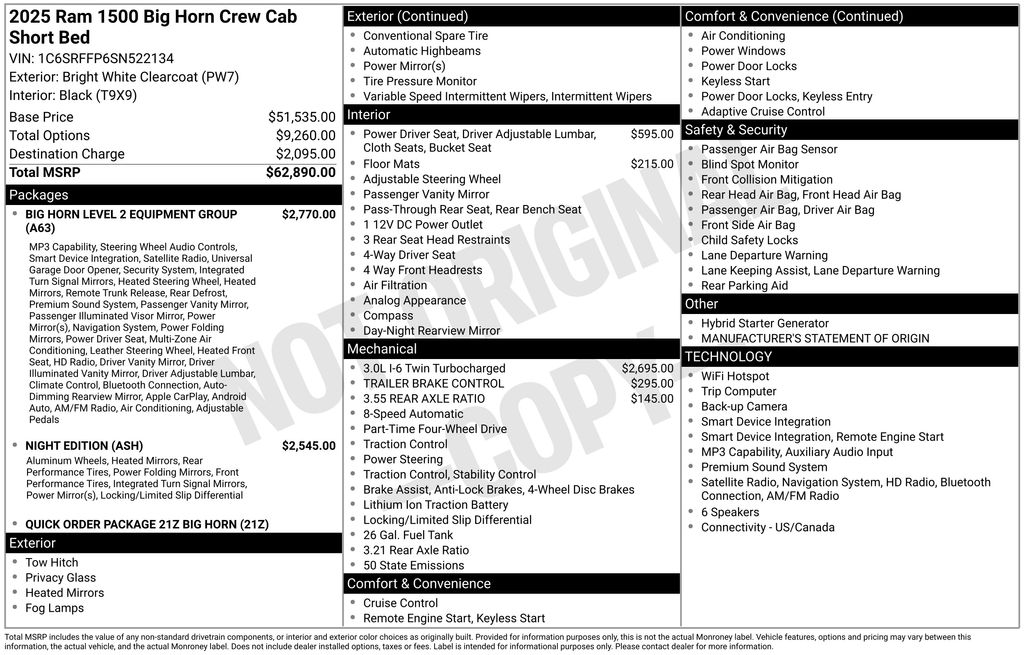 2025 RAM 1500 Big Horn Crew Cab 4WD