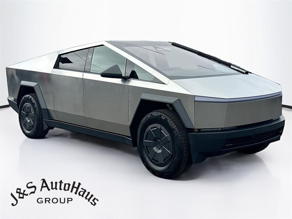 Gray (Ultra-Hard Stainless Steel) 2025 Tesla Cybertruck Crew Cab AWD Pickup Truck All-Wheel Drive 1-Speed Automatic